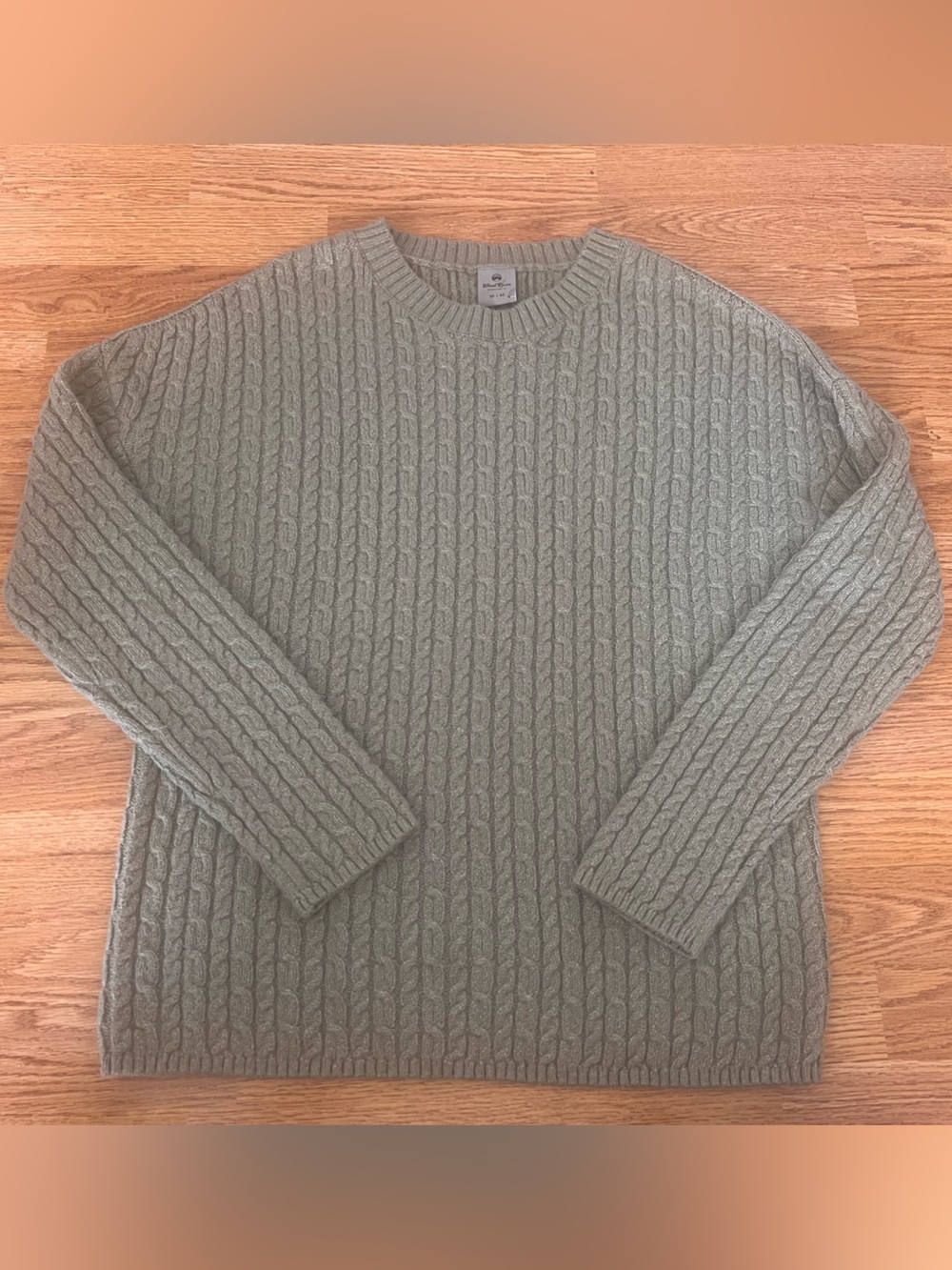 Cable Knit Crewneck Sweater - Sage Green